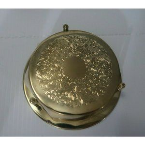 The Connoisseur Collection 6 Piece Brass Coaster Set in Holder Motif Floral